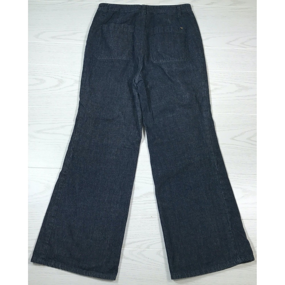 Billy Reid Womens Flare Jeans Size 12 Dark Blue 100% Cotton Front Square Pockets - Picture 2 of 13